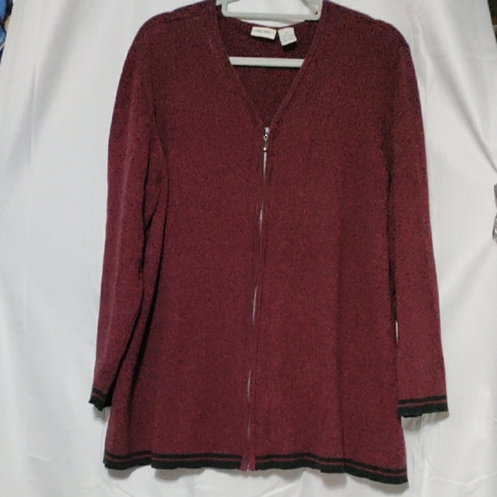 Cherokee Red Cardigan Sweater V-Neck Knit Size 2X